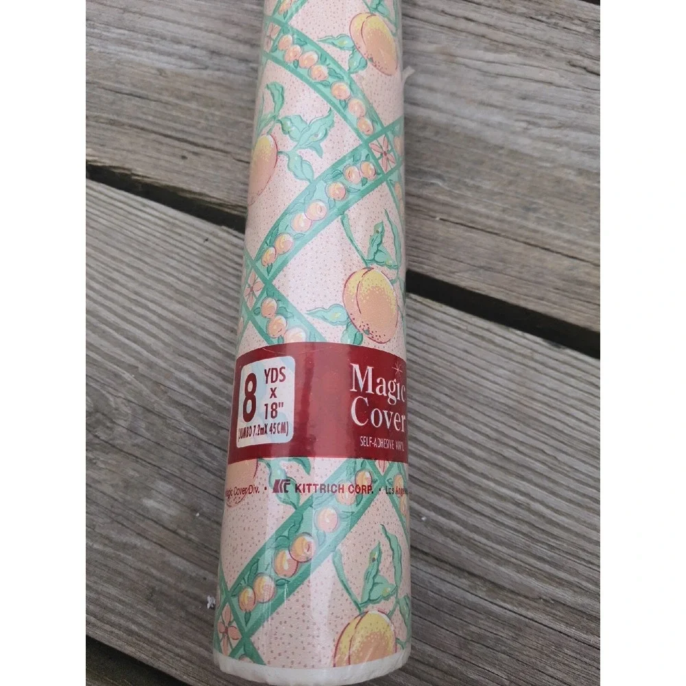 Vintage Magic Cover PEACHES Argyle Self-Adhesive Vinyl 8 Yds X 18
